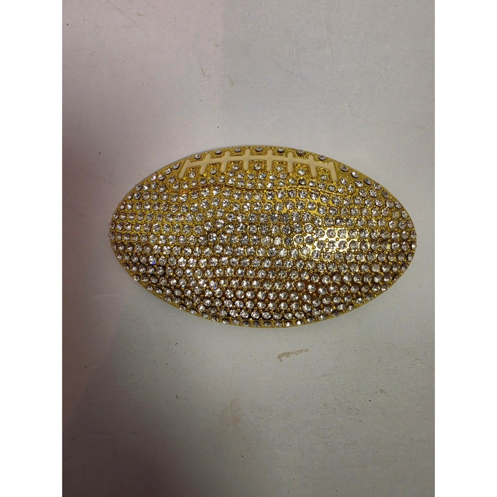 Gold Rhinestone Football Belt Buckle PavΓ© Crystal Sports Game Day Statement